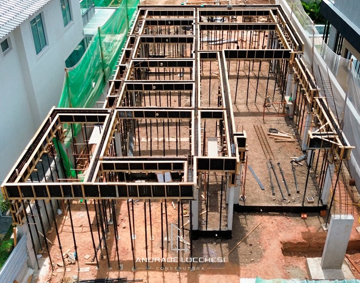 Estrutura em concreto armado executada pela Andrade Lucchesi Construtora